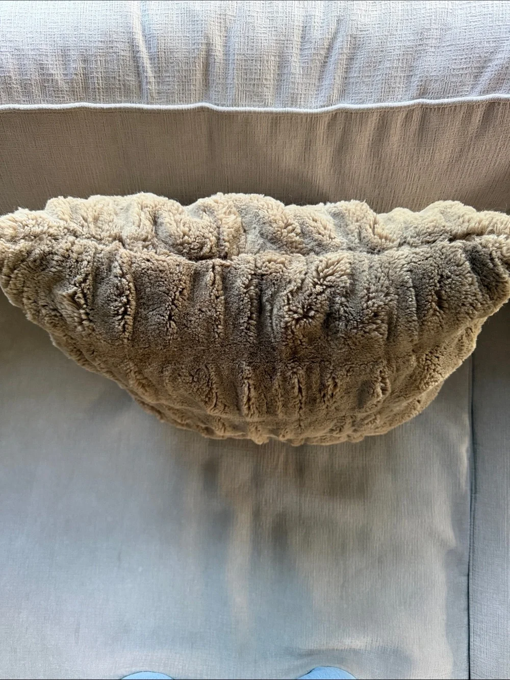Pottery Barn Ruched Faux Fur Throw Pillows - Taupe Brown 1 available